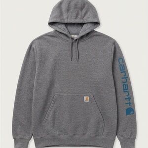 Carhartt Men's Charcoal Hoodie with Blue Logo